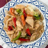 2486. Spicy Noodles (Drunken Noodle) · Big rice noodles stir-fry with fresh basil, bell pepper and tomatoes in our spicy chili garl...