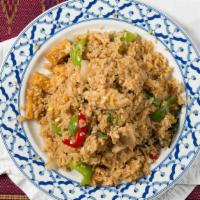 2488. Spicy Fried Rice With Basil · Stir-fry Jasmine rice with fresh basil, egg, bell pepper and onions in our spicy chili garli...