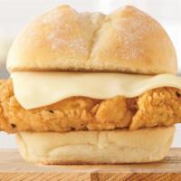 Chicken Tender Slider · Crispy chicken tender and swiss cheese on a warm slider style bun. Visit arbys.com for nutri...