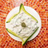 Cucumber Yogurt (Jajukh) · Cucumber, dry mint, fresh garlic, and yogurt.n