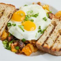 Abc Hash* · Avocados • pork belly • cheddar • potatoes • 2 up eggs • scallions

*Eating undercooked meat...
