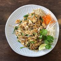 Pad Thai · Rice noodle, egg, tofu, grounded dried shrimp, grounded peanut, shallot, sweet pickled radis...