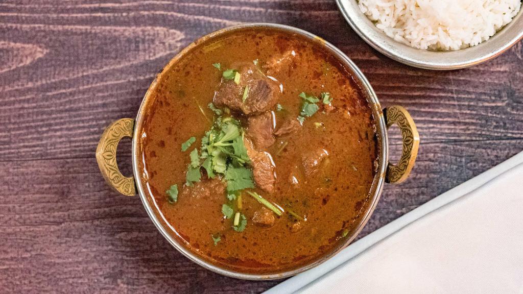 Lamb Tarkari · Gluten free. Premium boneless lamb pieces cooked in special prepared authentic Himalayan sauce with different herbs and spices.