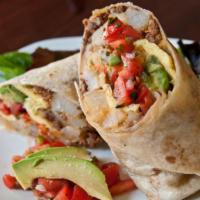 Chorizo Burrito · Filled with rice, beans, mild salsa, sour cream, mix of cheddar and jack cheese, and pico de...