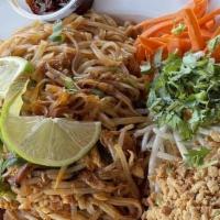 Pad Thai Noodles · Hot and Spicy! A spicy Thai classic, served with chicken and shrimp.