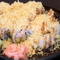 Crunch Roll · Shrimp tempura, avocado, crab meat, topped spicy mayo, eel sauce, crunchy.