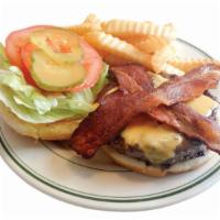 Western Bacon Cheeseburger · Bacon, Cheese, BBQ Sauce, Onion Ring,
  Lettuce,Tomato, Mayo and Pickle