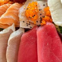 (Salad) Chirashi Salad · salmon, tuna, albacore, yellowtail, butter fish, and spicy tuna
