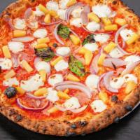 Hawaiian Pizza · Italian tomato sauce, fresh mozzarella, pineapple, rosemary ham, red onions available Neapol...
