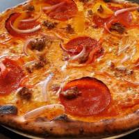 Supreme Pizza · Housemade marinara sauce, shredded mozzarella, Italian sausage, pepperoni, mushrooms, olives...