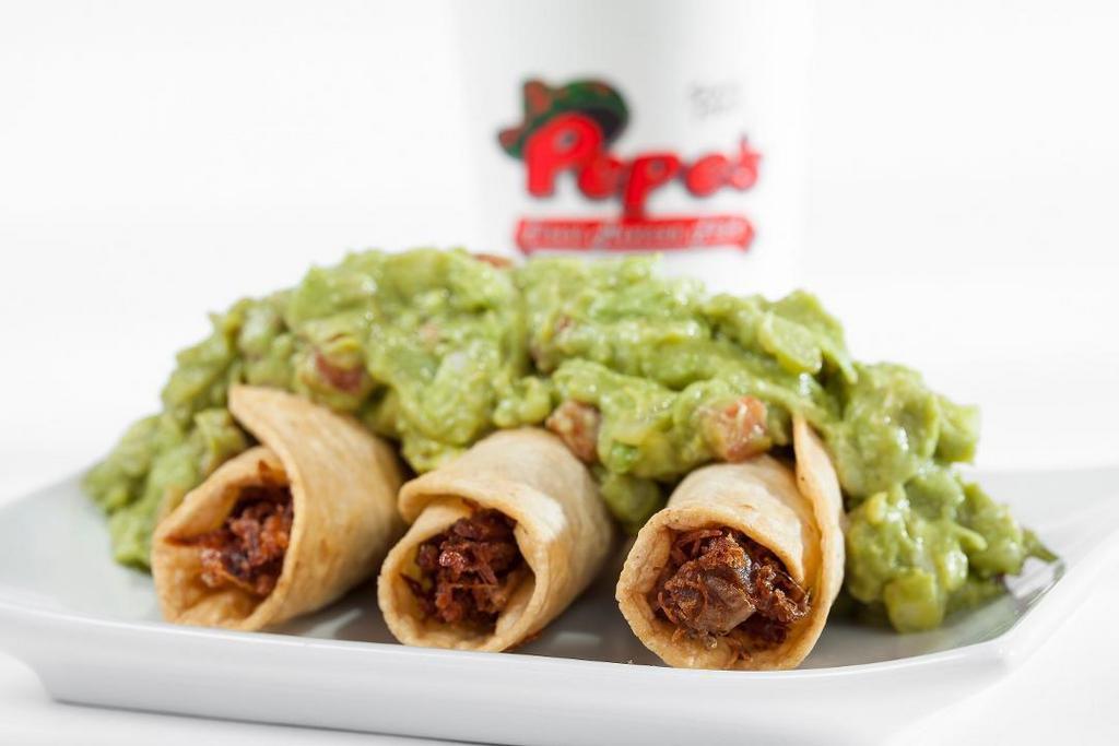 Taquito Special · 3 Beef taquitos w/ guacamole and a small soft drink.