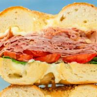 Ham & Cheese · Ham, lettuce & tomato with mayo on a bagel of your choice
