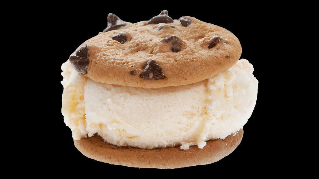 Mini Ice Cream Sandwich · Our famous made-to-order ice cream sandwiches also come in a mini size!  Pick your favorite flavor of ice cream and we will add two of our freshly-baked mini chocolate chip cookies.