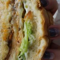 Chicken Breast Sandwich · Grilled chicken breast with provolone cheese, avocado, mayo, lettuce, tomatoes, on a 5” bun.