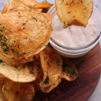 Dill Potato Chips · Sea salt, malt vinegar aioli.
