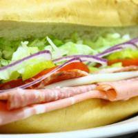 Giulio · A generous helping of salame, mortadella and capocollo with provolone cheese, lettuce, tomat...