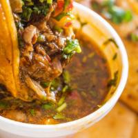 2 Birria  Mulitas + Consome  · 2 birria mulitas 
fresh birria, 2 tortillas and consome