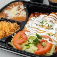 Cheese Enchilada · Side of rice and beans. Red or green salsa.
