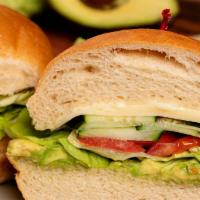 Vegetarian · Avocado, Tomato, Lettuce, Swiss cheese, mayonaise, cucumber on your choice of bread
