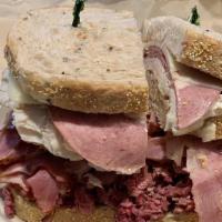Sheepherder · Corned Beef, Pastrami, Turkey Breast & Beef Salami, Swiss Cheese and Russian Dressing as a T...