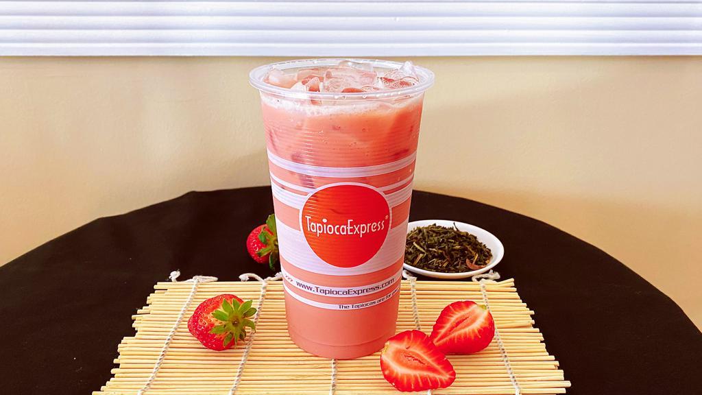 Strawberry Milk Tea · 290-350 cal.