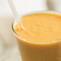Mango Lassi · Yogurt drink made from blending mango pulp and plain yogurt.