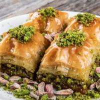 Baklava · Yummy traditional Mediterranean pastry with nuts.