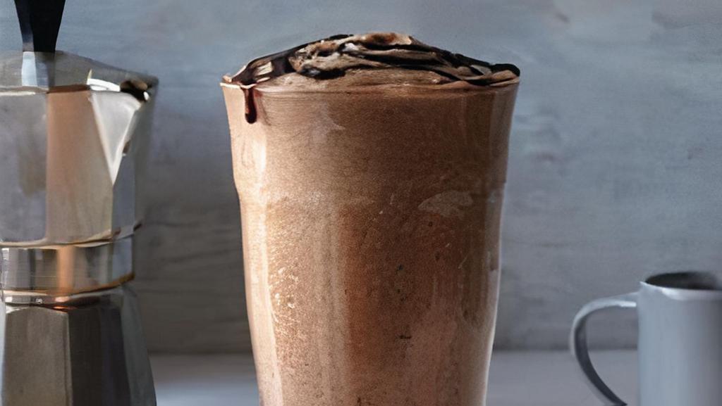 Mocha Frappe · Chilled beverage blending coffee and chocolate ice cream with ice, milk, espresso and syrup. Finished with a chocolate drizzle.