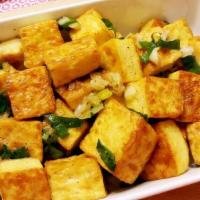 Fried Crispy Tofu With Spicy Salt 椒盐豆腐 · Fried tofu, peppers, green onions with spicy salt