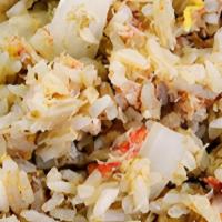 Crab Fried Rice · With crab meat, peas, carrots, onions and egg.