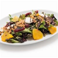 Beet Salad · Heirloom beets, Mixed greens, Goat cheese, Pine nuts, Balsamic, Ceasar Anchovy dressing.