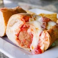 Meatball Sub · Meatballs with tomato sauce and provolone cheese.