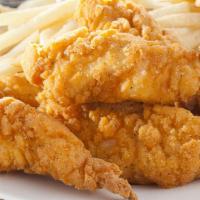Fried Chicken Tenders · Six battered chicken tenders served with your choice of honey mustard, blue cheese, or ranch...