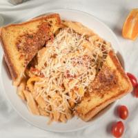 Linda'S Pasta · Fresh penne pasta tossed in creamy tomato sauce with organic chicken breast, hot link and su...