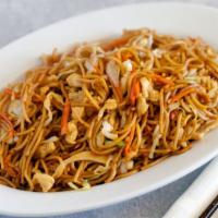 Chow Mein · stir-fried noodles with  cabbage and  a choice of chicken, beef, or shrimp
