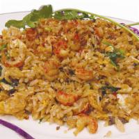 Crawfish Fried Rice · Cajun & garlic butter flavored fried rice with crawfish meat.