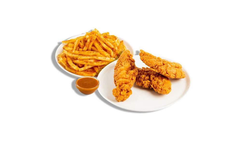The Layup · 3 of our jumbo, hand-breaded, crispy, all white meat chicken tenders, paired with your choice of fries and 7 signature sauces.