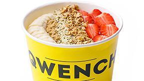 P-Bowl · blended with acai, peanut butter, hemp milk, topped with granola, strawberries, banana, maca...