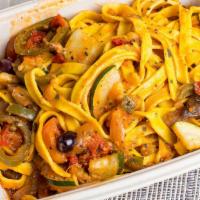 Funculo Pasta · Olive, Onion, Sweet Potato, Eggplant, Cherry Tomatoes, Squash, Oil & Garlic.
