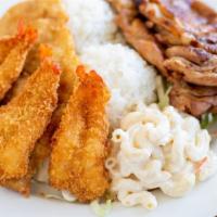 Seafood & Bbq Combo · Breaded shrimp and basa served with choice of BBQ beef, chicken, or short ribs.
