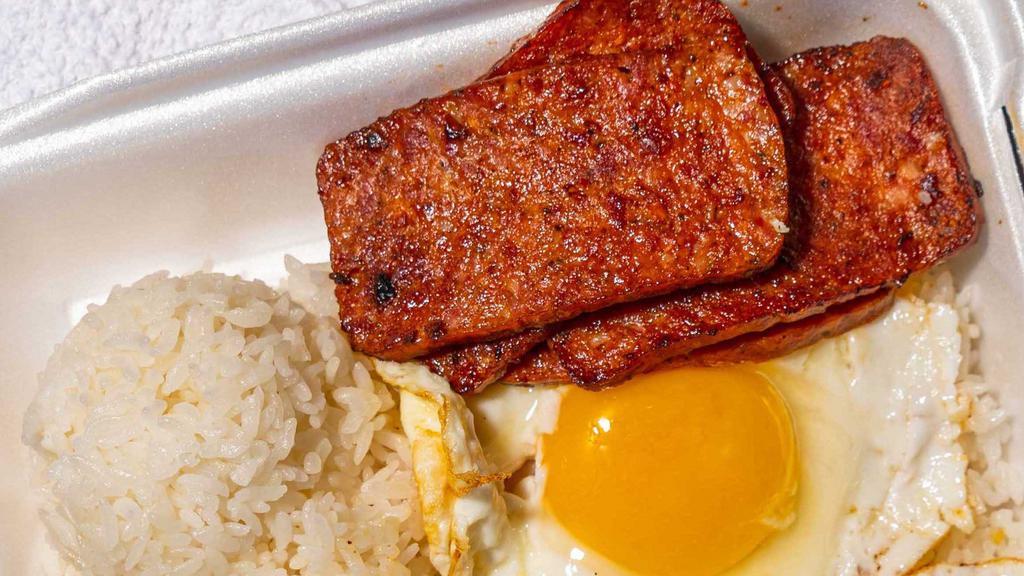 Mini Spam & Egg · Mini plate gets 2 slices of SPAMs and 1 fried egg.