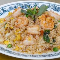 Basil Shrimp Fried Rice · Shrimp, eggs and basil fried rice (Not spicy upon request) (Gluten free)