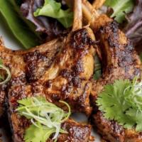 Lamb Chops · Never-frozen, fresh lamb chop sourced from New Zealand, grilled in a spicy Japanese sauce.