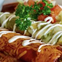 Enchiladas Plate · Two enchiladas, choose your protein ( Asada, chicken or carnitas) choose your sauce ( red or...