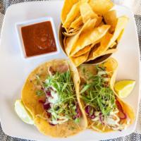 Fresh Tacos · Gluten free. Local catch or grilled shrimp corn tortillas cabbage lime crema radish chips & ...