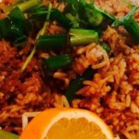 Spicy Fried Rice · Spicy. Wok-fried rice with green beans, onion, red bell peppers, jalapeno, basil, and garlic...