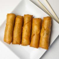 Egg Rolls · Five pieces. Fried egg rolls mixed with pork, mushrooms, green onions, bean thread noodles, ...