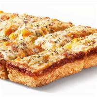 Zesty Cheese Bread  · Ten pieces of freshly baked bread with a crispy edge, topped with mild jalapeño cheese sauce...