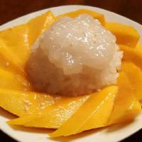 Sweet Sticky Rice With Mango · Gluten free available.