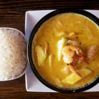 Yellow Curry · Comes w/ zucchini, bell, onions, carrots, potatoes.